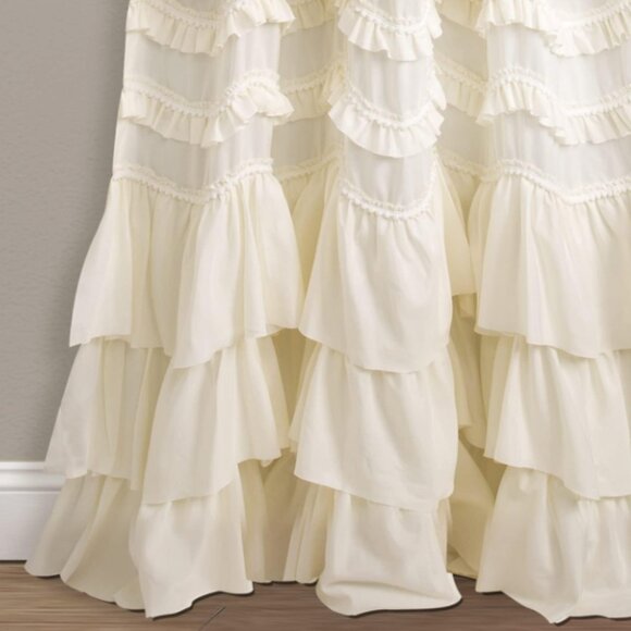 New Lush Decor Ivory Ruffle Window Panel, Curtain - Picture 3 of 5